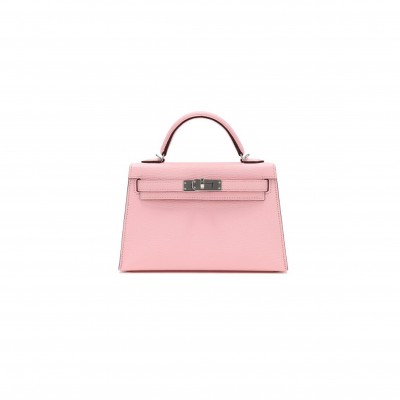 HERMÈS MASTER MINI KELLY II SELLIER 20 ROSE SAKURA CHÈVRE PALLADIUM HARDWARE (19*12*5.5cm) 